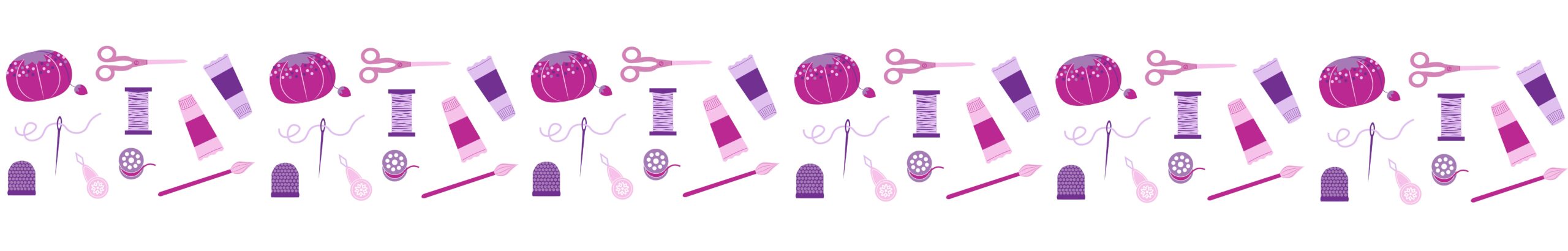 Blog Banner with sewing and painting graphics