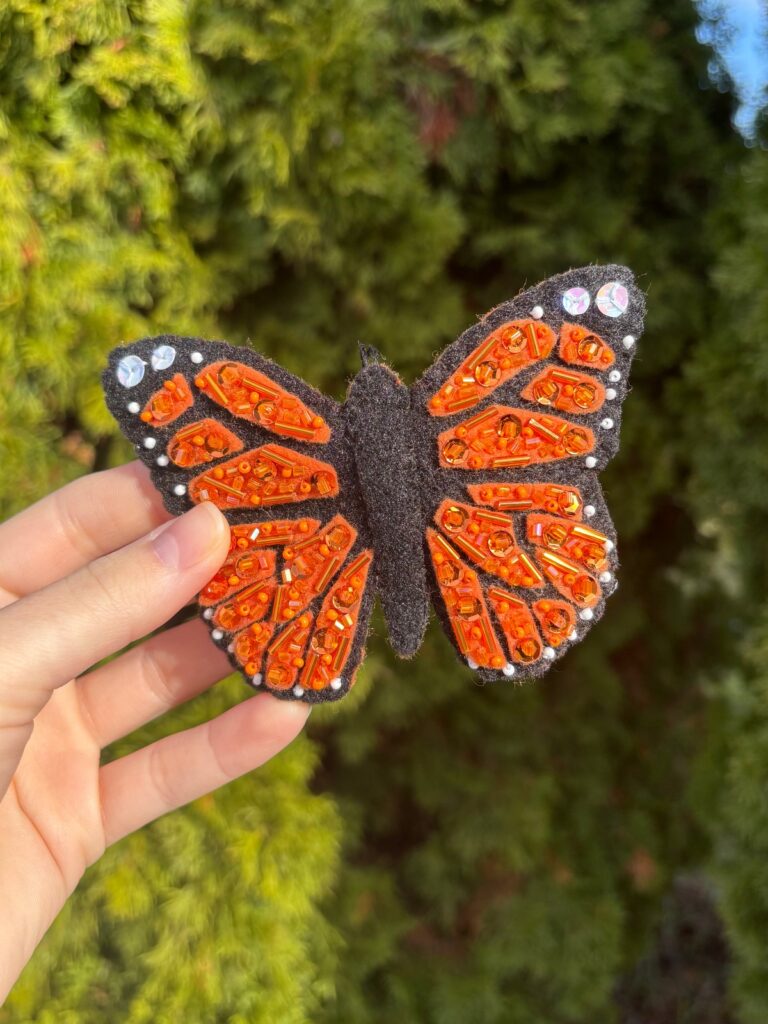 Finished Monarch Butterfly Ornament.