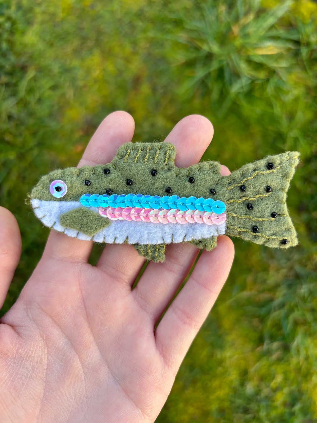 Finished rainbow trout ornament.