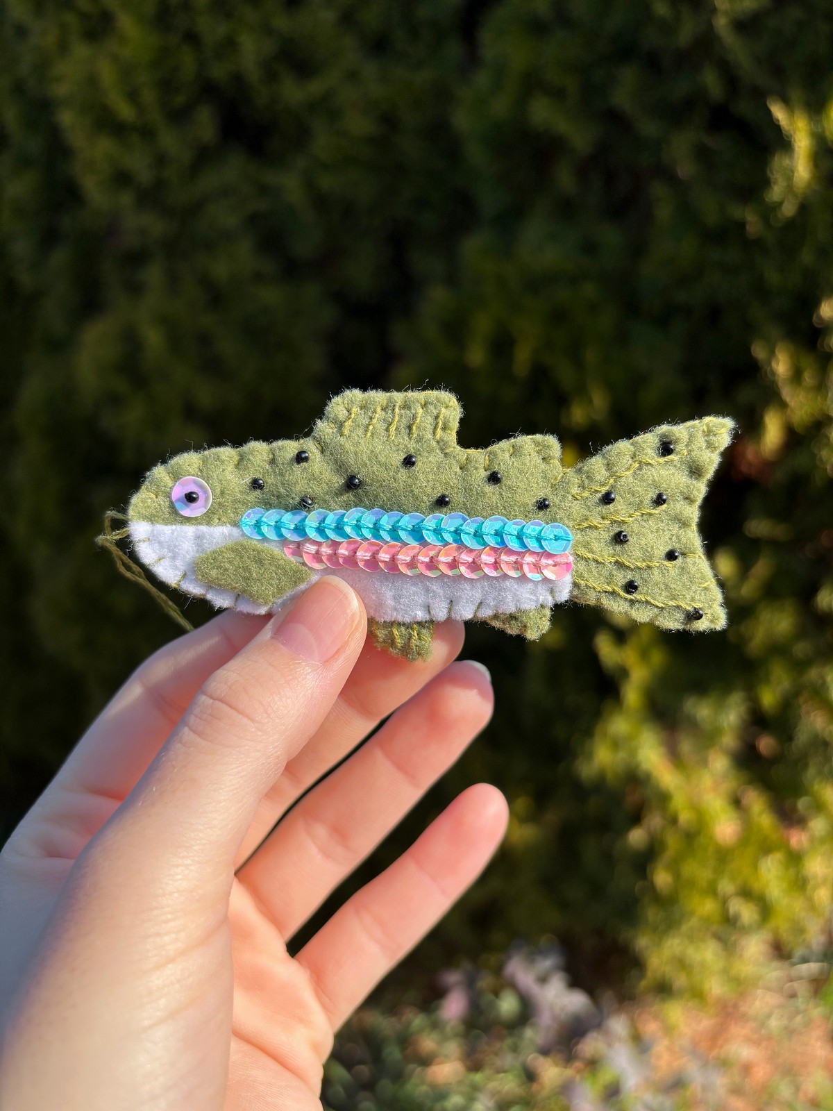 Finished rainbow trout ornament.