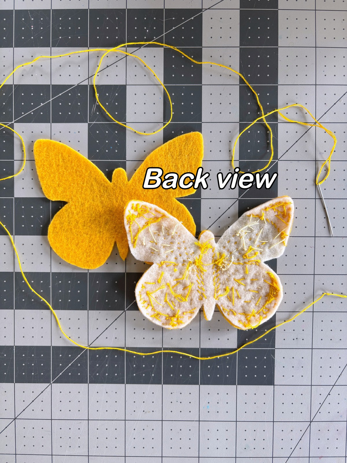 Back view of the butterfly ornament.