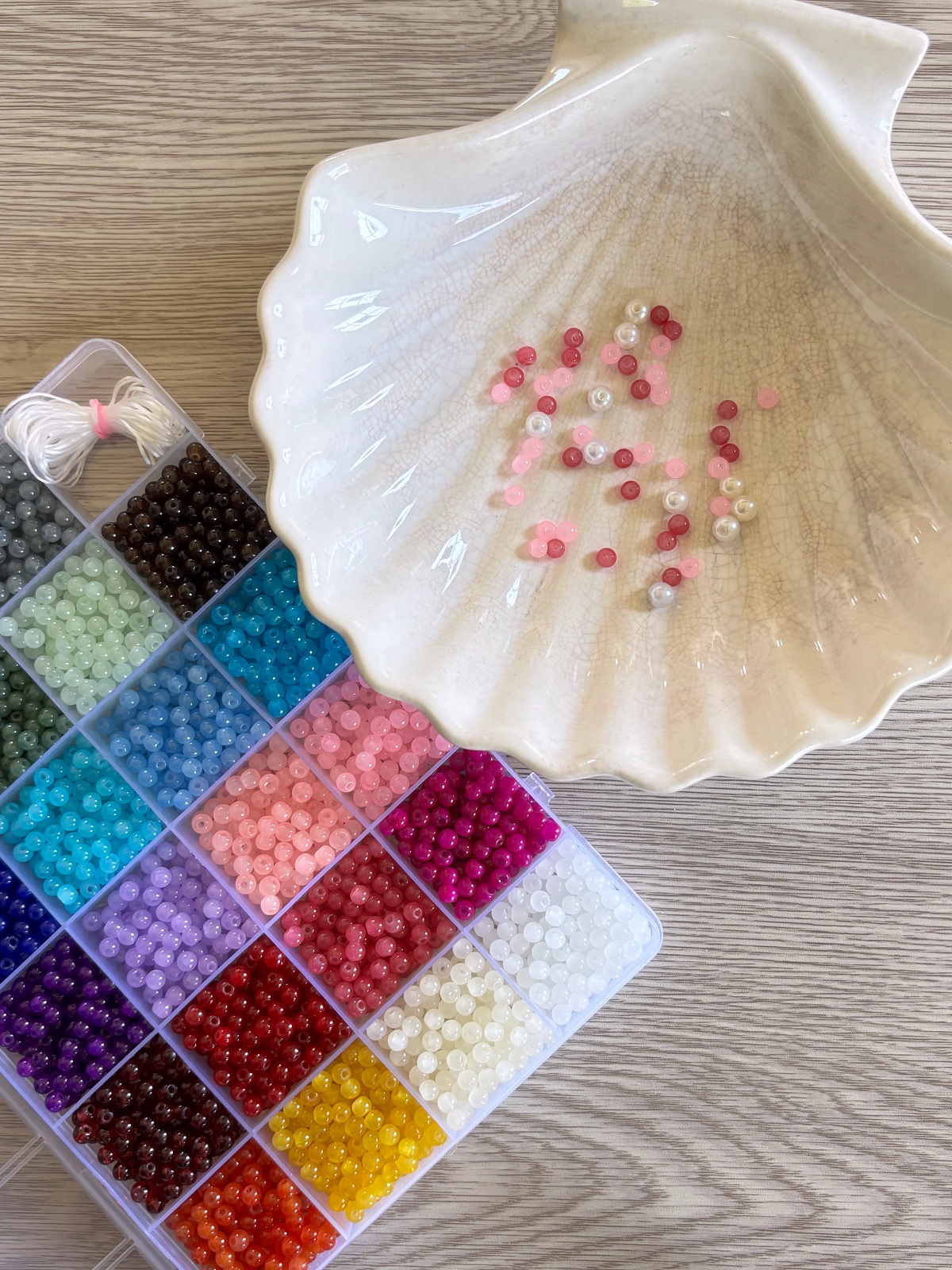 Beads in a bowl.