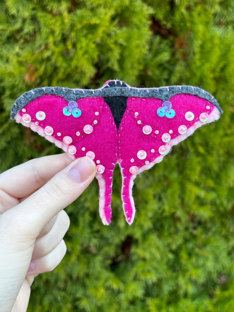 Luna moth felt ornament.
